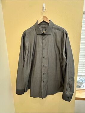 Calvin Klein Men's Charcoal Long-Sleeve Dress Shirt